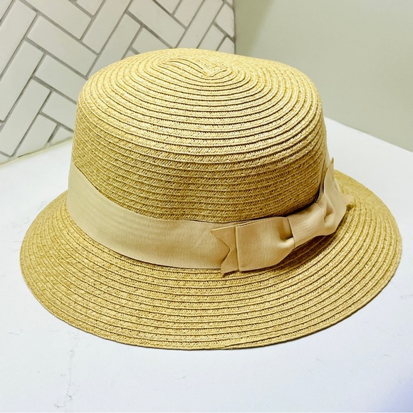 Nine West Tan Straw Hat with Bow Accent - Picture 5 of 8